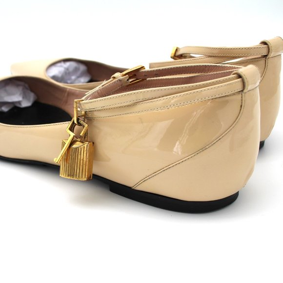Tom Ford Padlock Patent Leather Gold Lock/Key Ankle Strap Ballet Flats Shoes 41 - Picture 4 of 7